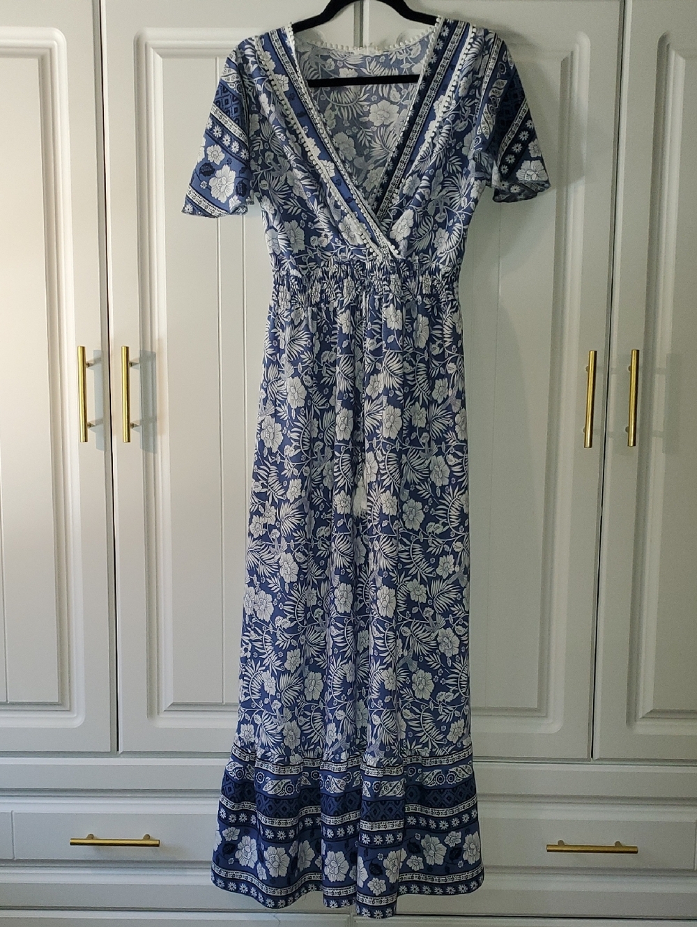 Kindred Bravely Blue and White Floral Wrap Maxi Dress